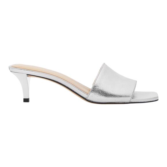 Michael Kors Women's Merriam Kitten Heel Slide Sandals Silver Size 8 M - Picture 2 of 4